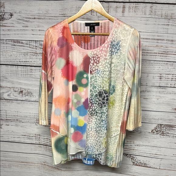Ali Miles Art to Wear Abstract Colorful Top Medium - Picture 1 of 6
